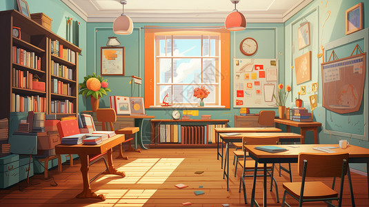 阳光下的教室背景图片