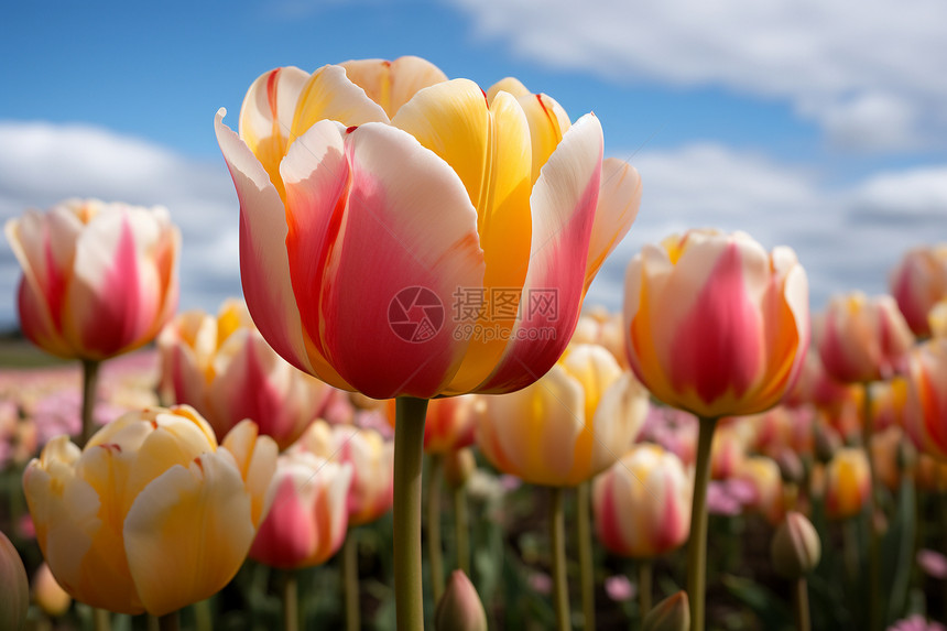 春日五彩斑斓的郁金香图片