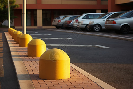 停车场道闸道路上的黄色混凝土块背景