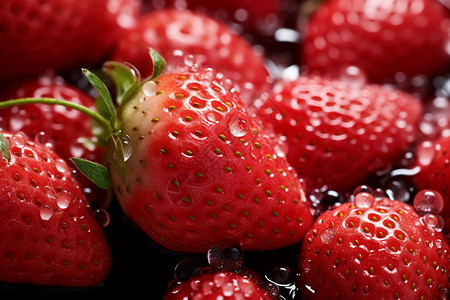 草莓上的水滴图片