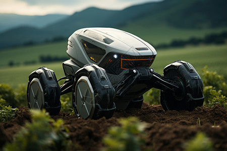 农车农田里的机器人背景