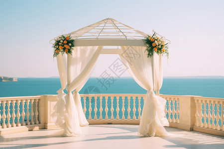 海边婚礼阁楼背景图片