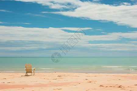 沙海滩上孤独的椅子高清图片