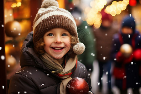 圣诞市集开心的孩子背景图片