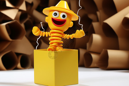 玩具盒子黄色的小丑玩具背景