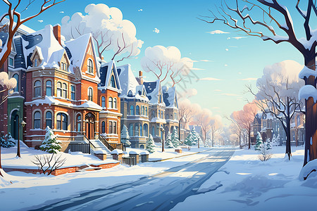 冬天的城市风景图片
