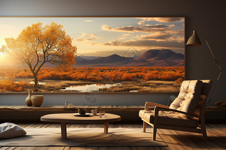 现代简约的客厅背景图片
