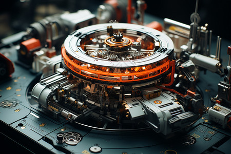手表内部构造太空船内部的复杂机械构造背景