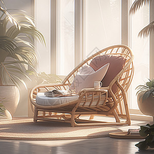 清新自然的竹椅子高清图片