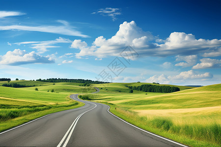 自然元素云彩田园风光中的道路背景