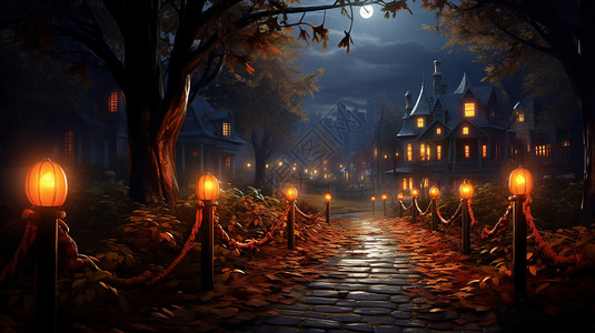 黑暗夜晚的城堡背景图片