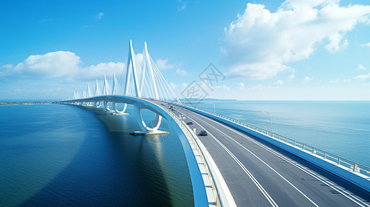 俯瞰海桥交通钢索高清图片