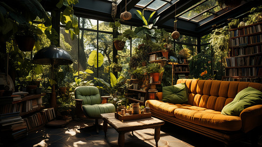 客厅绿色植物装饰背景图片