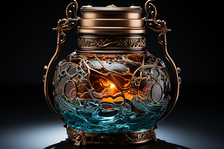 陶罐铜色光影背景图片