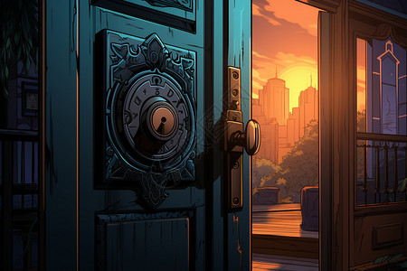开启一扇门一扇门插画