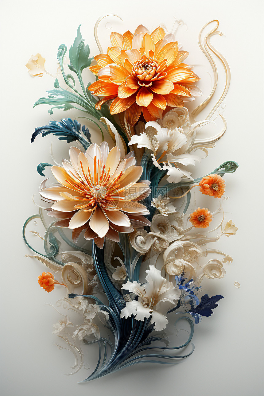 花与涡旋设计图片
