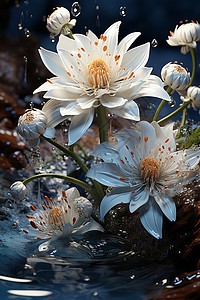 水上精美花卉背景图片