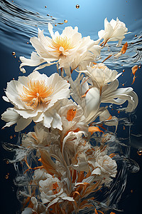 水上水下水上的绽放花朵设计图片