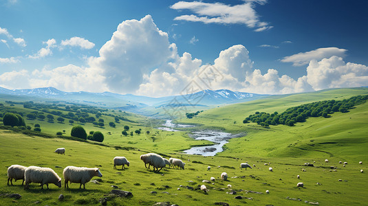 草原上的动物草原上的羊背景