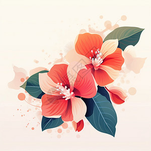 红色海棠花素雅的海棠花插图插画