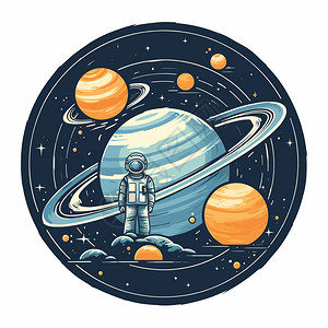 探险太空的宇航员插图背景图片