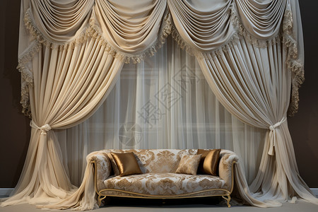 华丽的卧室窗帘装饰背景图片