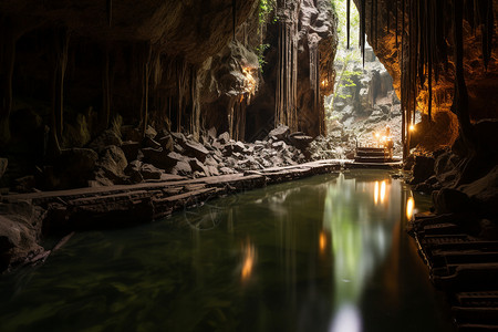 洞穴之旅奇幻之旅的洞穴景观背景