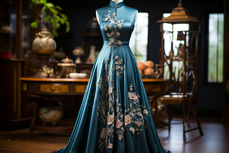 精美的刺绣旗袍图片