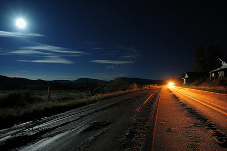 夜幕下的郊区交通公路图片