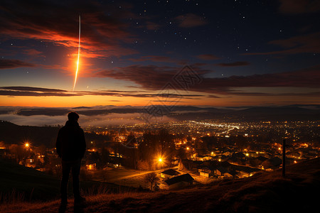 夜空中璀璨的火箭图片