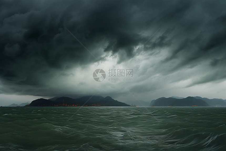 暴风雨前兆的海洋景观图片