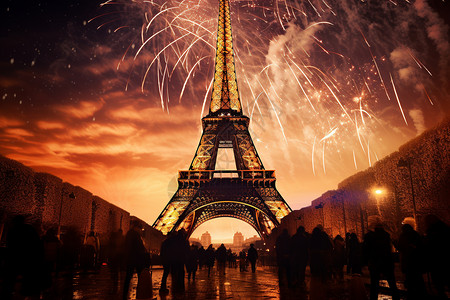 巴黎之夜的美丽景观背景图片
