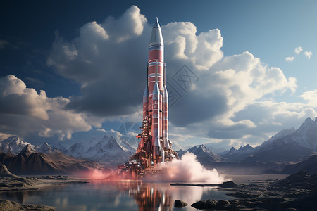 火箭飞向月球场景高清图片