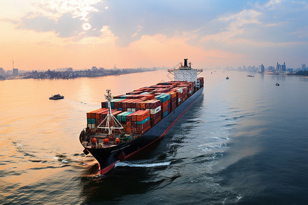 海运图国际进出口贸易的货船背景