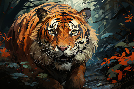 刺激的丛林老虎背景图片