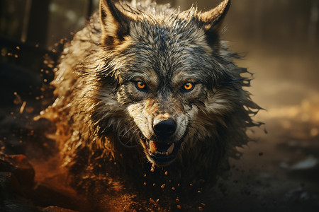 浑身乏力浑身泥浆的野狼背景