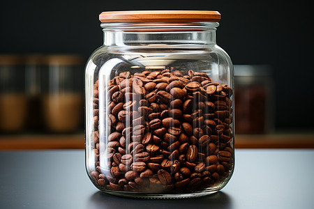 植物铺装素材装在瓶子里的咖啡豆背景