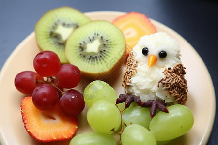 猫头鹰造型可爱造型的水果背景