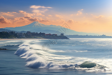 陶波火山带美丽波浪的海面背景