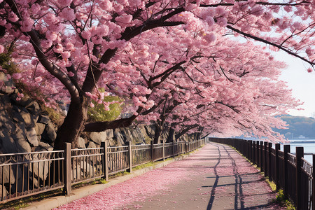 樱花绽放的城市公园图片