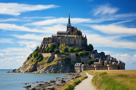 欧洲海岸城堡的美丽景观图片