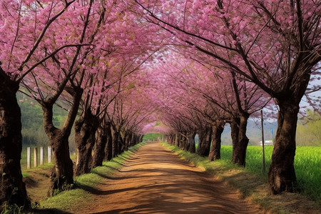 挺立的樱花树图片