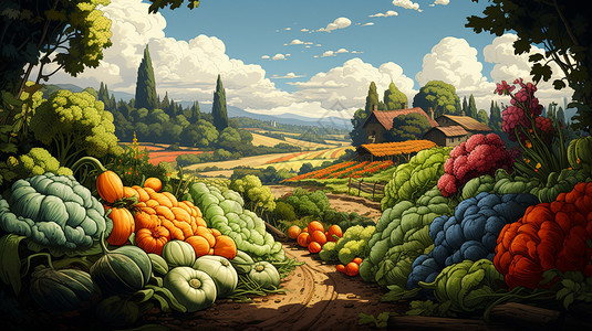 田野里收获的蔬菜背景图片