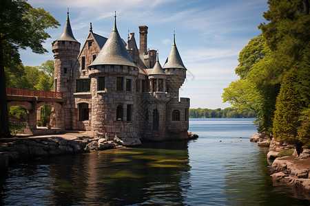 美丽的湖畔城堡背景图片