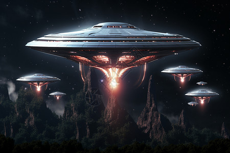 科幻的未来外星飞船背景图片