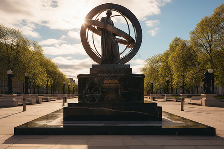 城市广场上的哥白尼雕像背景图片