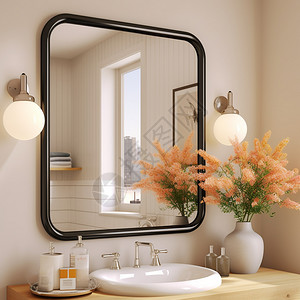 浴室洗手台上的镜子图片