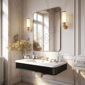美式壁灯明亮的美式风格浴室背景