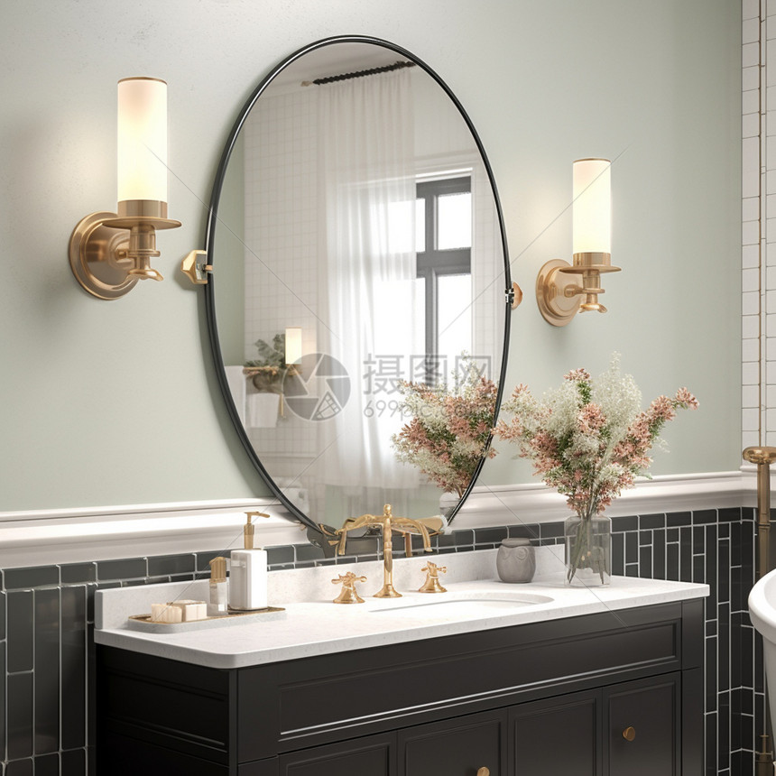 椭圆浴室镜子图片