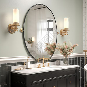 椭圆浴室镜子图片